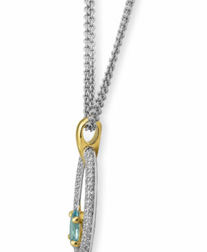 31/04753 375/- Yel-White Blue Topaz/Diamond 0.89 Ct. H/si Pendant