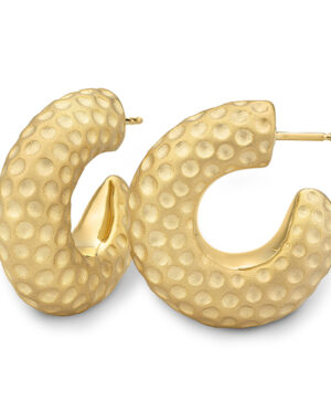06/08503-5 925/- Yellow Gold Plated Silver Fancy Round Tube Frosted Finish Earring