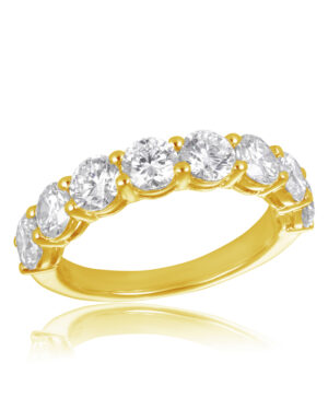 4335W-585/-Yellow Gold Lab Grown RBC 8 = 2.50ct F/G VS Shared Claw Wedder