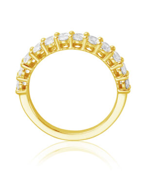 5285Y-18Y 750/- Yellow Lab Grown Oval 12 = 1.20ct F/G VS Claw Set Wedding Band