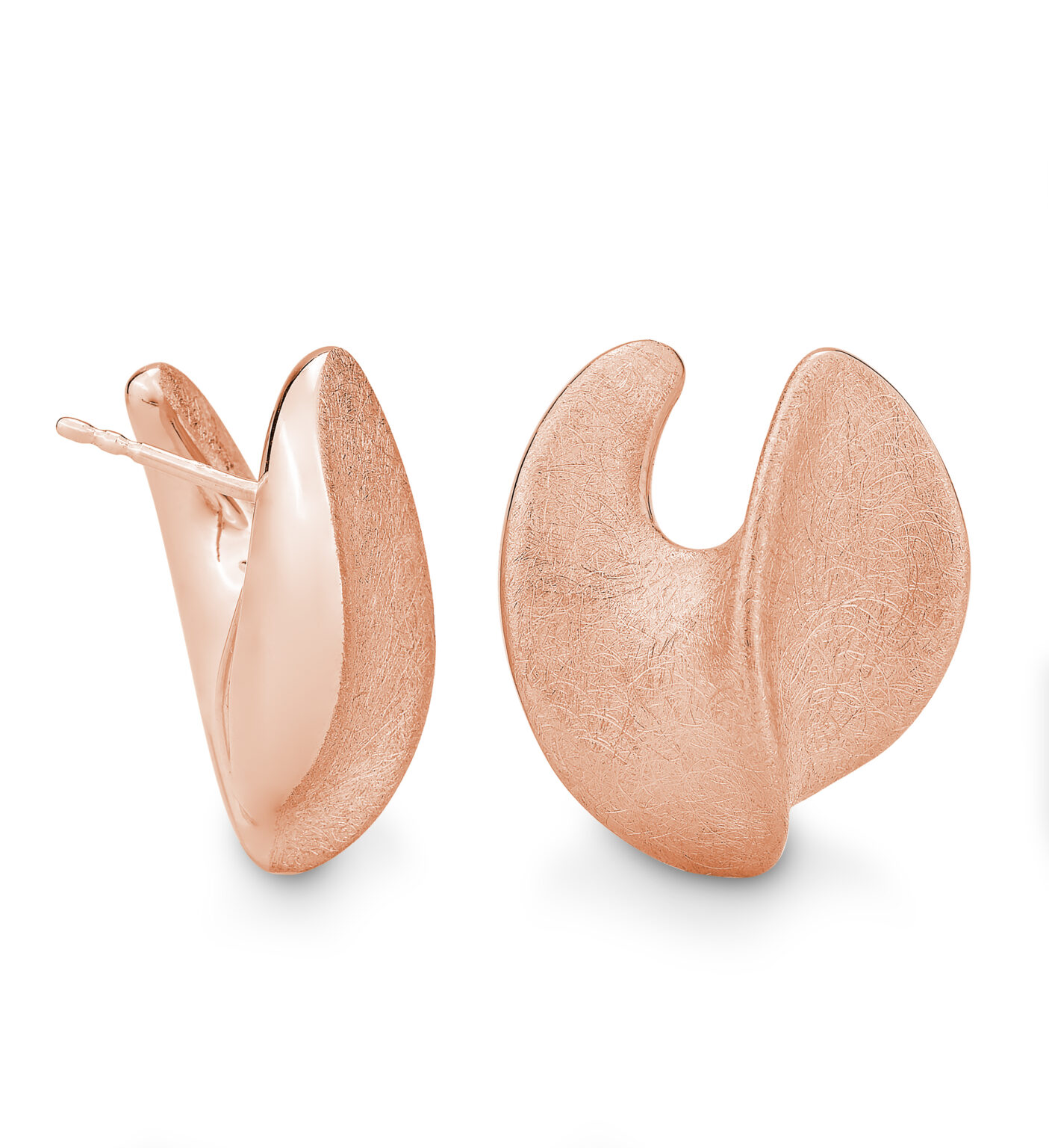 04/03704 925/- Rose Gold Plated Icematt Style Mesh Finish Wave Earring
