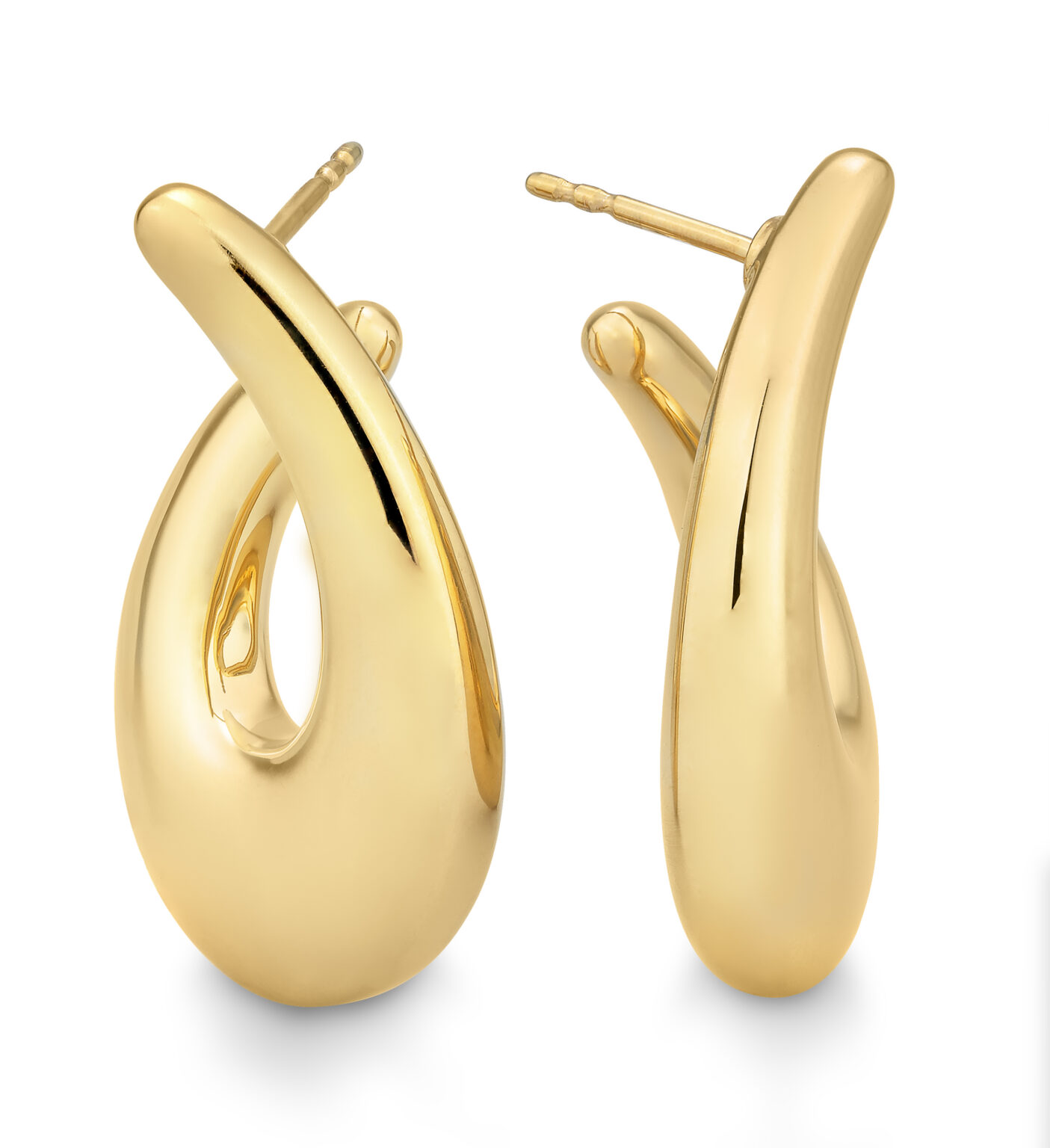 04/03710-5 925/- Yellow Gold Plated Round Tear Profile Silver Earrings