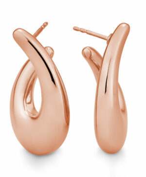 04/03710-5 925/- Rose Plated Round Tear Profile Silver Earrings