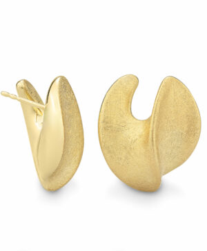 04/037045 925/- Yellow Gold Plated Scratched Style Mesh Finish Wave Earring