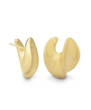 04/037045 925/- Yellow Gold Plated Scratched Style Mesh Finish Wave Earring
