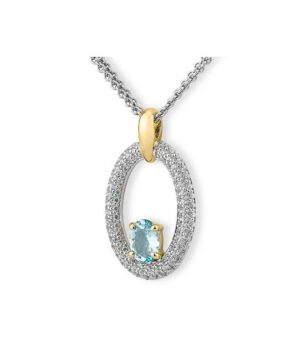 31/04753 375/- Yel-White Blue Topaz/Diamond 0.89 Ct. H/si Pendant
