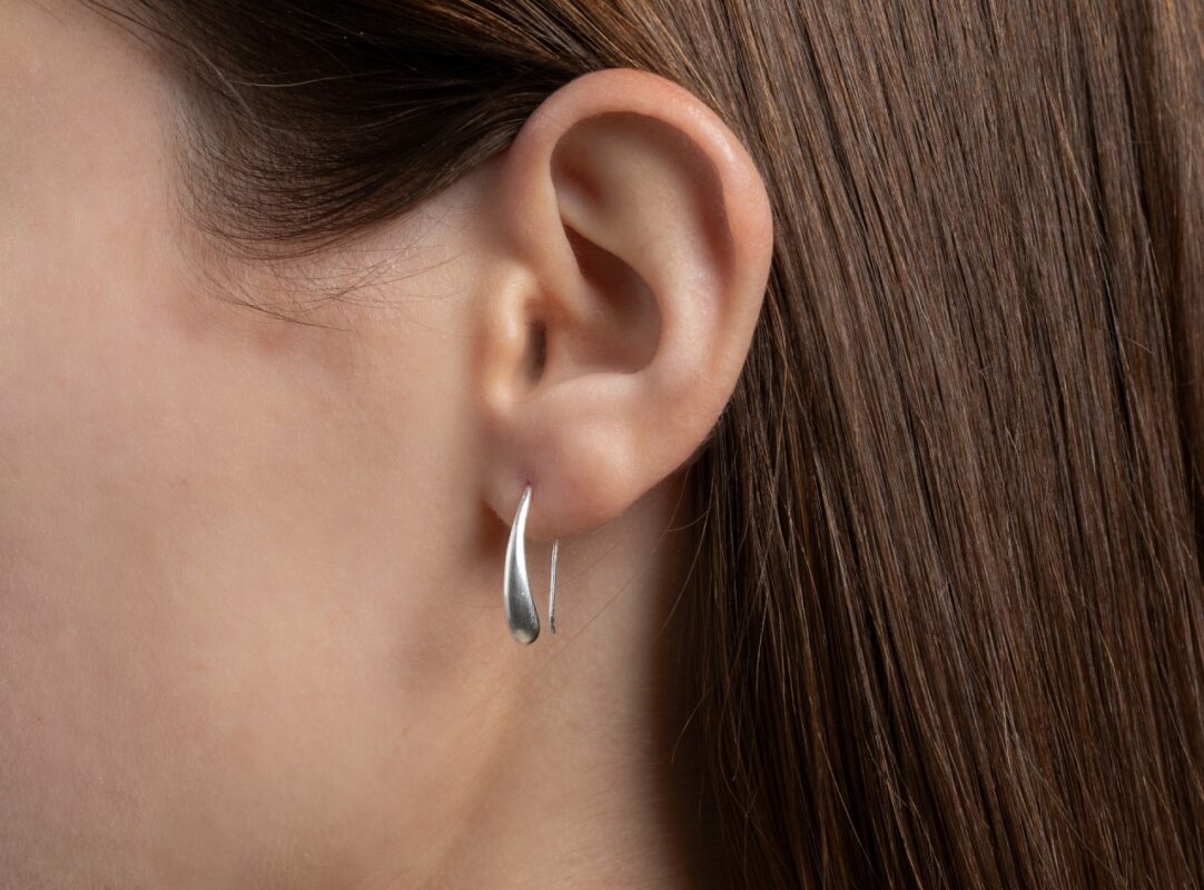 925/- 44441 sterling silver with satin matt surface Earrings Silver Drop