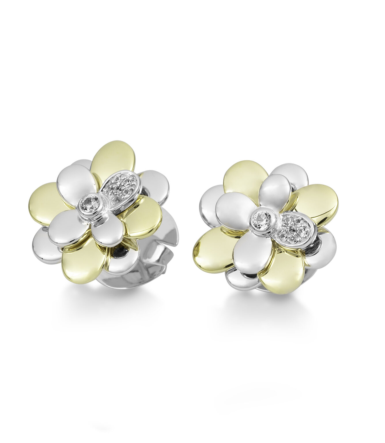 02/03701-0 925/- Bicolour Plated Silver White Sapphire Earrings