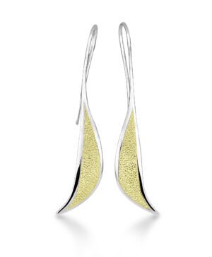 04/02808-0 925/- Bicolour Matt & Polished Long Silver Dangle Earring