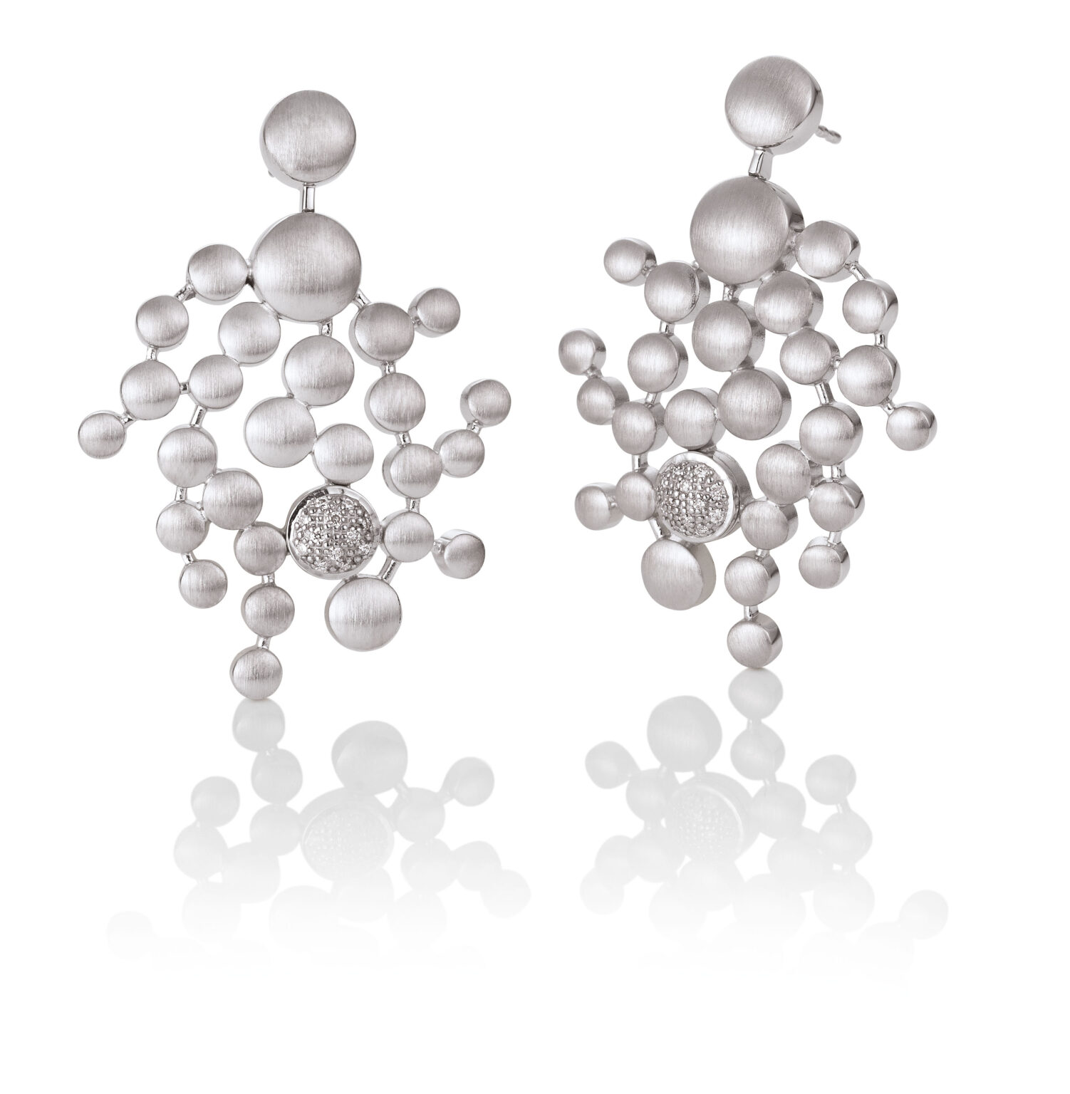 11/03011-0 925/- Rhodium Plated Diamond Earrings, 0.132 Ct H/si