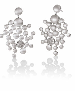 11/03011-0 925/- Rhodium Plated Diamond Earrings, 0.132 Ct H/si