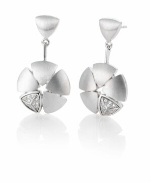 11/03015-0 - 925/- Rhodium Silver Diamond Earrings, 0.132 Ct. H/si