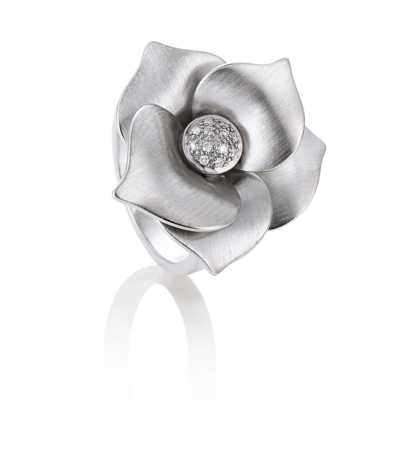 41/05419-0 925/- Rhodium Plated Diamond Ring, 0.066 Ct H/Si