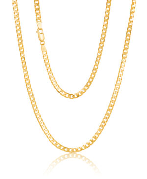 Yellow gold 3.90mm eight-sided open curb chain