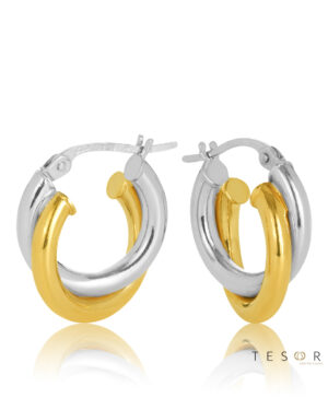 10OBC499-99 9YW Valentia Cross Over 10mm Diameter Hoop Earrings