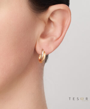 Alternative view of 10OBC499-99 9YW  Valentia Cross Over 10mm Diameter Hoop Earrings
