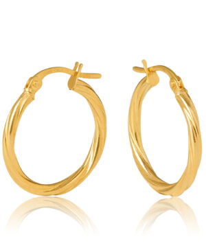 15OBC441-99 9Y Sotto 2mm Twist Tube Hoop Earring 15mm Diameter