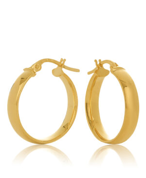 15OBC455-99 9Y Gavi Half Round Flat Hoop Earring 15mm