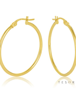 25OBC527-99 9Y Eboli 1.5mm Round Tube Hoop Earring 25mm Diameter
