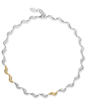48860 - 925/- Sterling Silver 925/- necklace, partially gold-plated, matt/polished, 45+ 3 cm