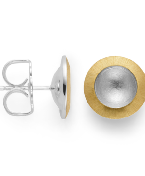 49090 - 925/- Sterling Silver 925/- earrings, gold plated, satin matte/scratch matte