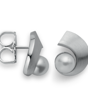49221 - 925/- Sterling Silver 925/- earrings, rh, matt/pol, cultured pearls2.14