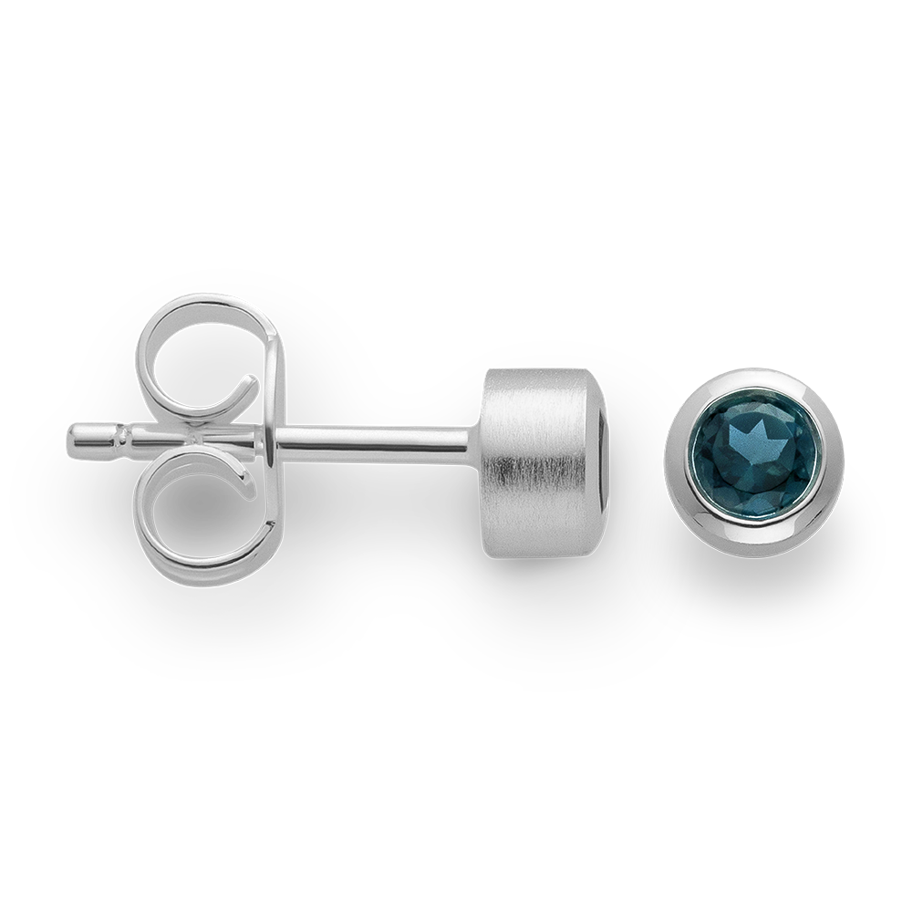 49250 - 925/- Sterling Silver 925/earrings, satin matte, topaz london blue 0.26ct