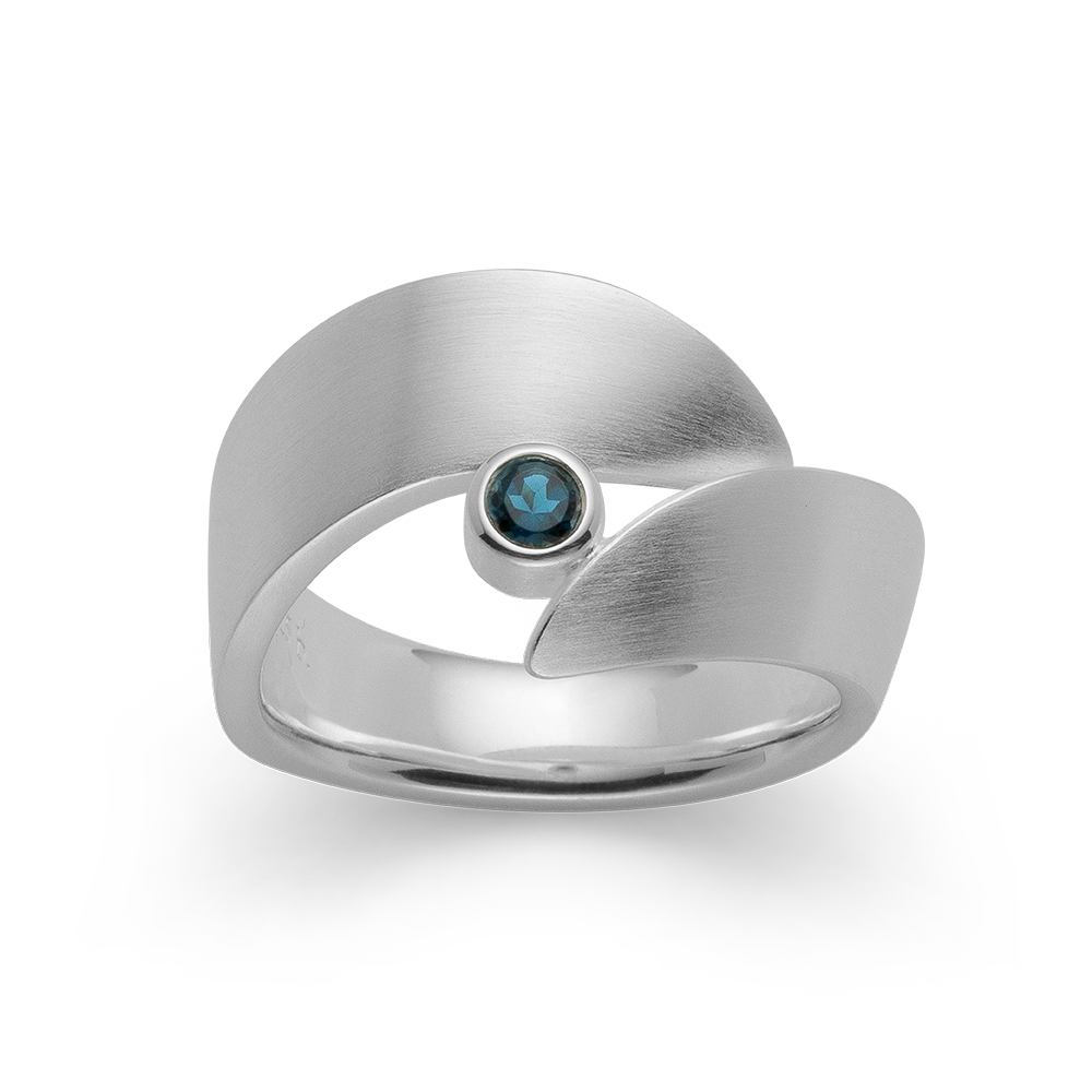 4926056 - 925/- Sterling Silver 925/- ring, satin matte, topaz london blue 0.13ct