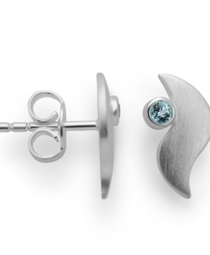 49280 - 925/- Sterling Silver 925/- earrings, satin matte, blue topaz 0.09ct