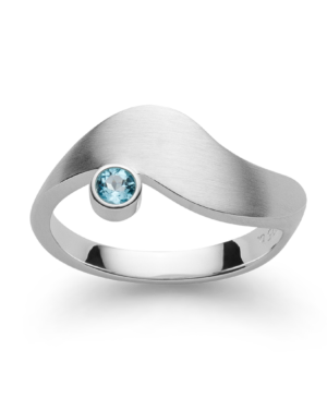 4929056 - 925/- Sterling Silver 925/- ring, satin matte, blue topaz 0.13ct