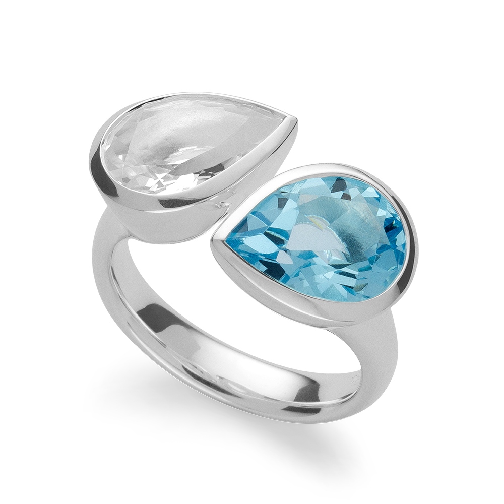 4936054 - 925/- Sterling Silver 925 ring,pol,blue topaz2.89ct,crystal quartz2.39ct