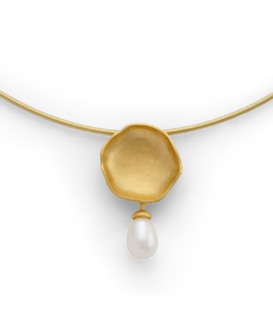 49370 - 925/- Sterling Silver 925/pendant, gold-plated, matte, cultured pearl 3.37 ct