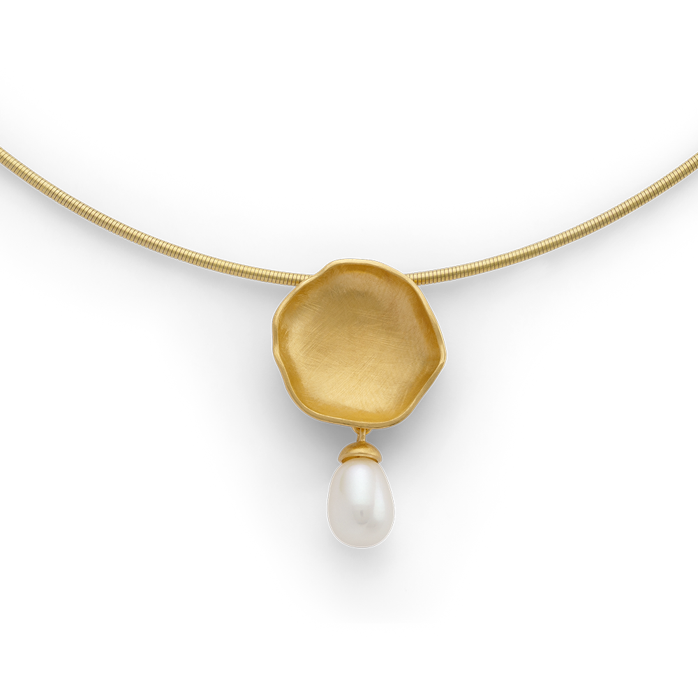 49370 - 925/- Sterling Silver 925/pendant, gold-plated, matte, cultured pearl 3.37 ct