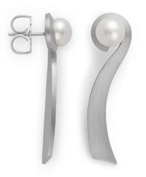49441 - 925/- Sterling Silver 925/earstuds, rh, matte, cultured pearls 5.62ct