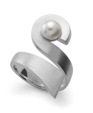 4945158 - 925/- Sterling Silver 925/-ring, rh, matte, cultured pearl 2.15 ct