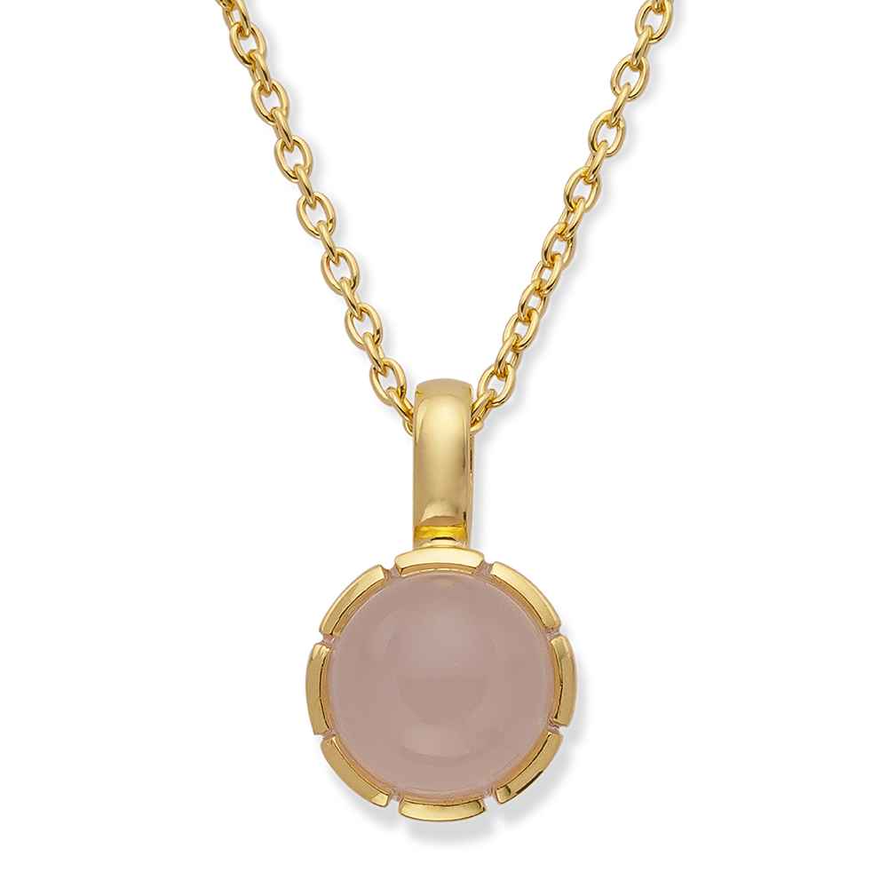 49570 - 925/- Sterling Silver Rose Gold 925 necklace, gold-plated, pol, rose quartz 1.33 ct, 45+5 cm