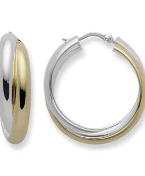 49750 - 925/- Sterling Silver 925/- creole, partially gold-plated, polished