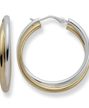 49760 - 925/- Sterling Silver 925/- creole, partially gold-plated, polished