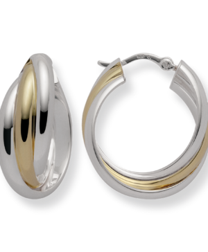 49770 - 925/- Sterling Silver 925/- creole, partially gold-plated, polished