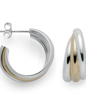 49781 - 925/- Sterling Silver 925/creole, partially gold-plated, rh, pol