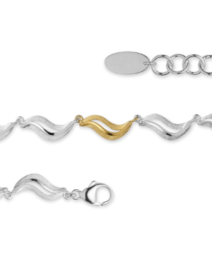 49790 - 925/- Sterling Silver 925/- bracelet, partially gold-plated, matt/polished, 17+3 cm