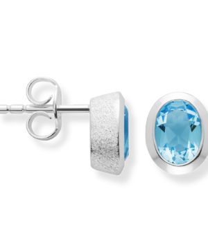 49810 - 925/- Sterling Silver 925/- Earrings blue topaz 1.26ct. Matt/pol.
