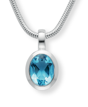 49821 - 925/- Sterling Silver 925/- Rh Pendant blue topaz 1.48ct. Matt/pol.