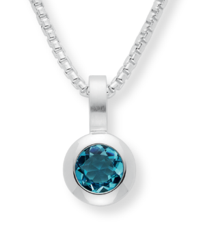 49851 - 925/- Sterling Silver 925/- Rh Pendant blue topaz 0.67ct. Matt/pol.