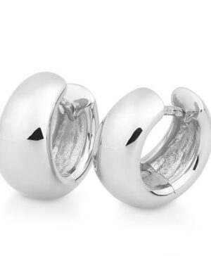 Breuning 06/85773 9ct White Polished Concave Huggie 13.50mm Width