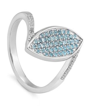 41/06216-0 750/- White Breuning Ring - Ed.top.dark (swiss Blue)/dia. 0,072 Ct. H/si