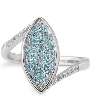 41/06216-0 750/- White Breuning Ring - Ed.top.dark (swiss Blue)/dia. 0,072 Ct. H/si