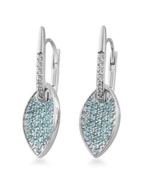 11/03141-0 750/- White Breuning Earrings Dark Blue Topaz (Swiss Blue)/BRILL. 0,078 Ct. H/si