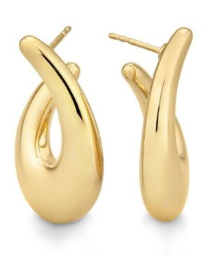 04/03710-5 925/- Yellow Gold Plated Breuning Tear-Profile Earrings