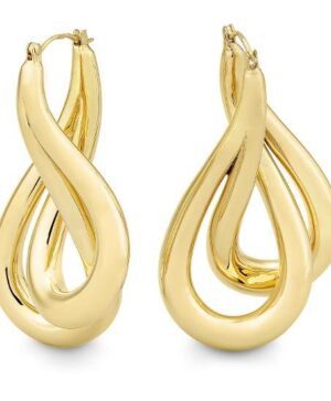 06/05077-5 925/- Yellow Gold Plated Breuning Double Overlapping Oval Earrings